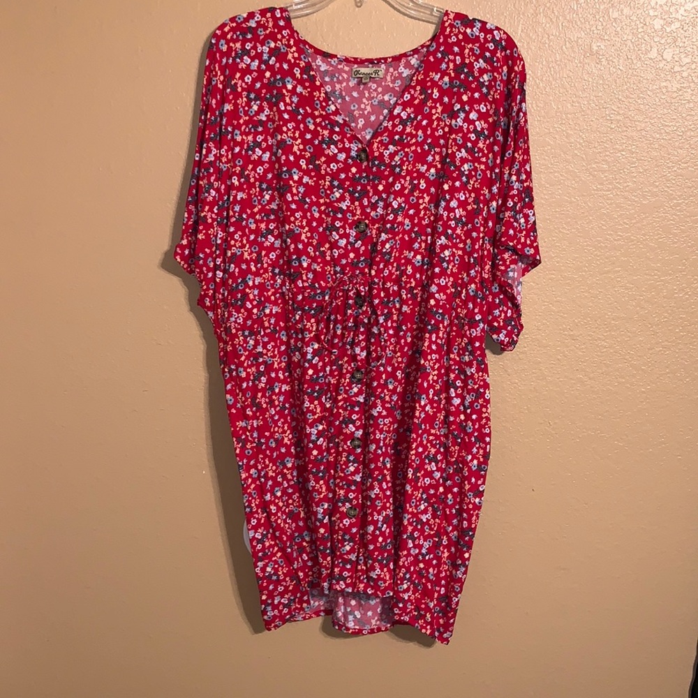 Short red tie dress